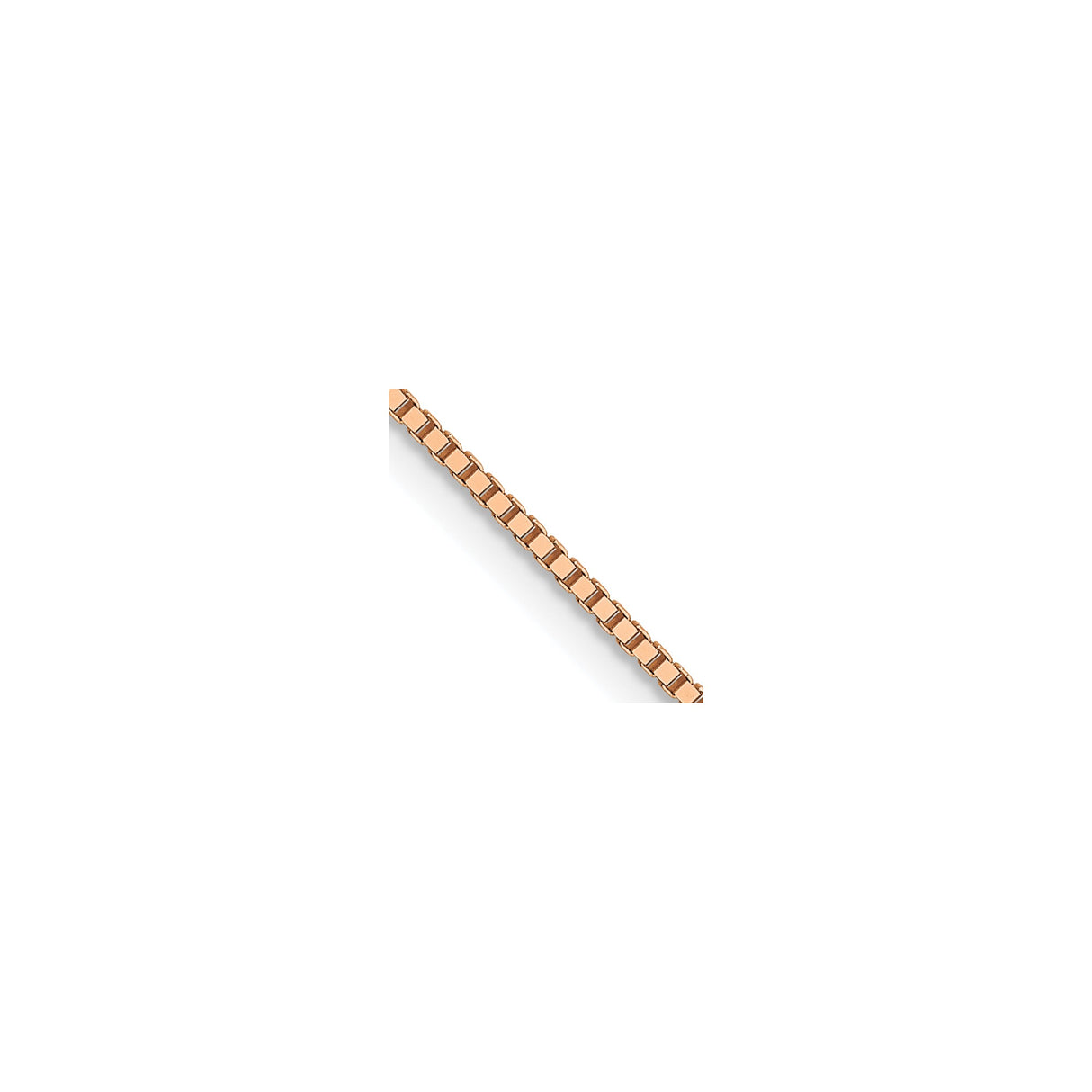 14K Rose Gold 0.8 mm Box Chain Necklace, Polished detail view