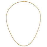 14K Yellow Gold 1.2 mm Box Chain Necklace, Polished detail view