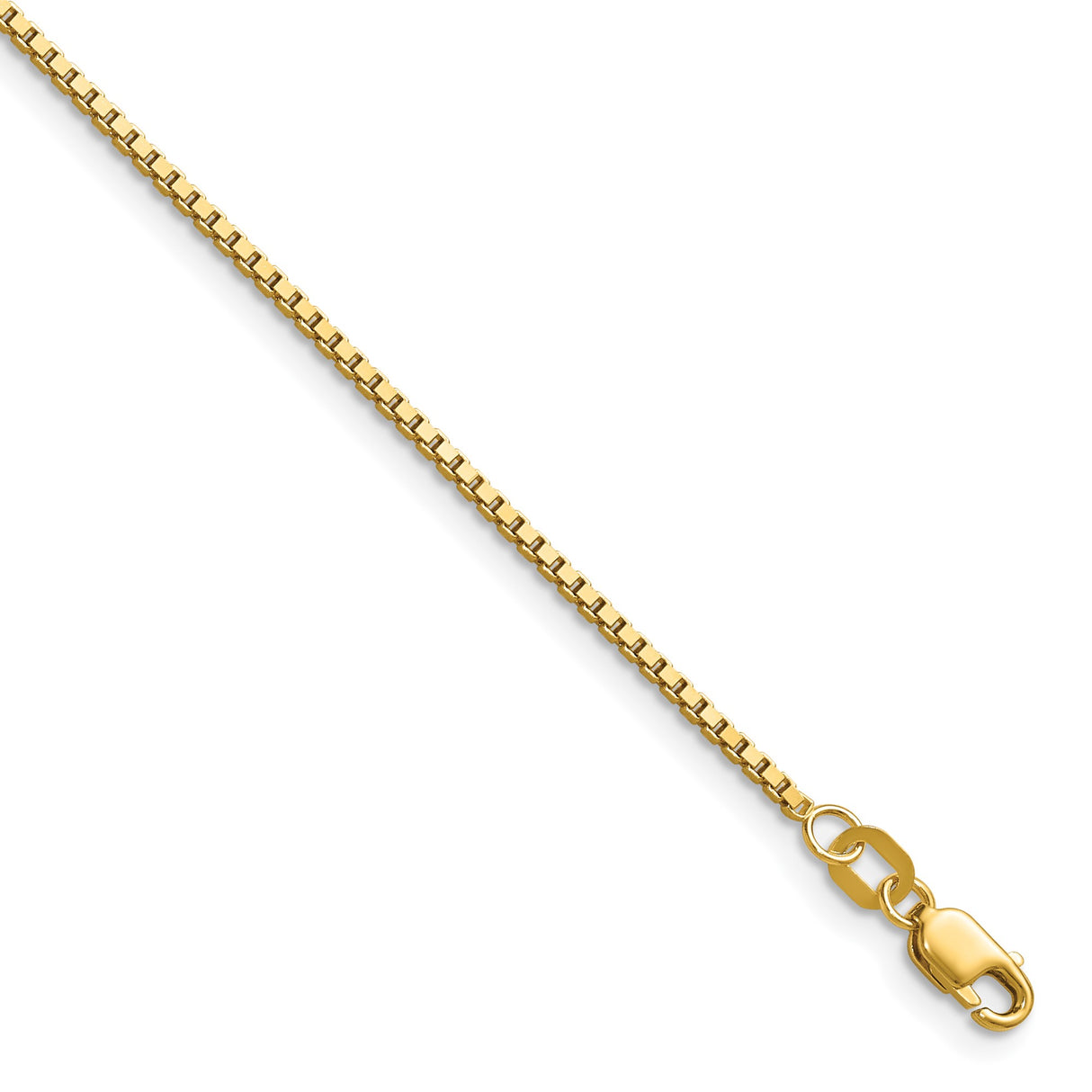 14K Yellow Gold 1.2 mm Box Chain Necklace, Polished detail view