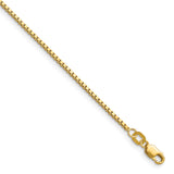 14K Yellow Gold 1.2 mm Box Chain Necklace, Polished detail view
