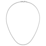 14K White Gold 1.2 mm Box Chain Necklace, Polished detail view