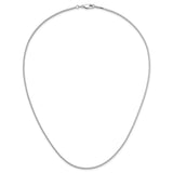 14K White Gold 1.3 mm Box Chain Necklace, Polished detail view