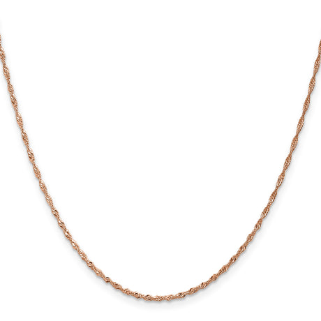 14K Rose Gold 1 mm Singapore Chain Necklace, Polished