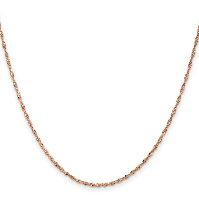 14K Rose Gold 1 mm Singapore Chain Necklace, Polished