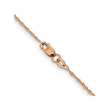 14K Rose Gold 1 mm Singapore Chain Necklace, Polished alternate angle