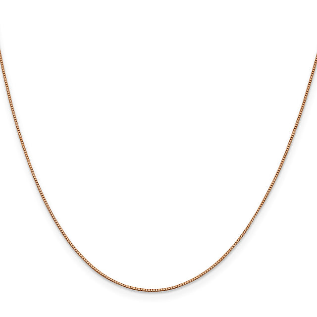 14K Rose Gold 0.7 mm Box Chain Necklace, Polished