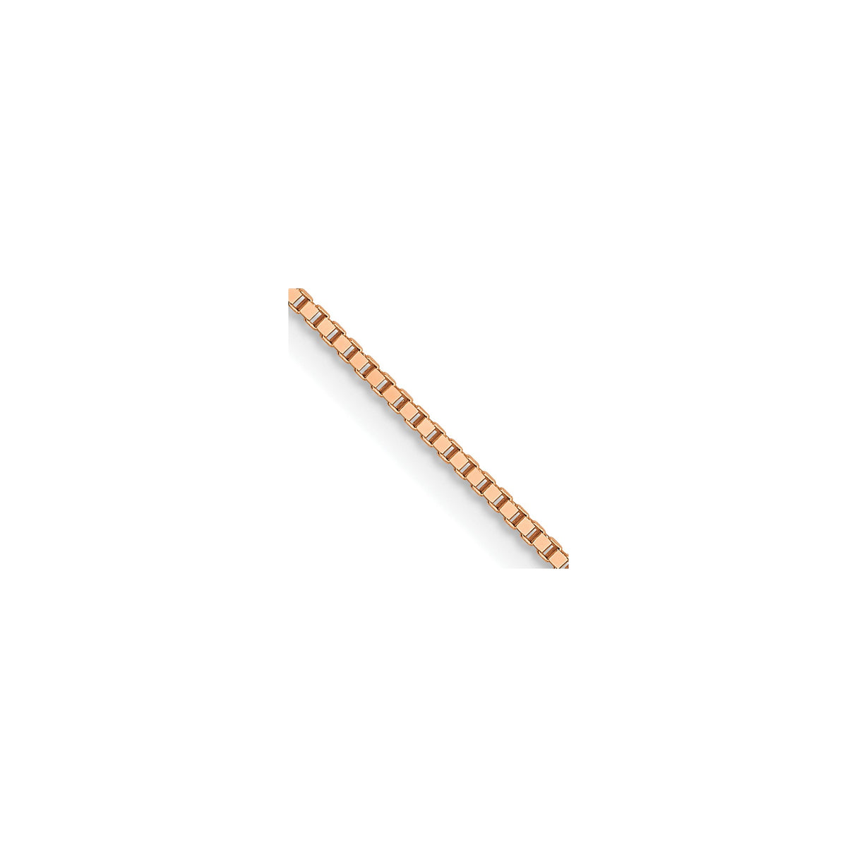 14K Rose Gold 0.7 mm Box Chain Necklace, Polished detail view