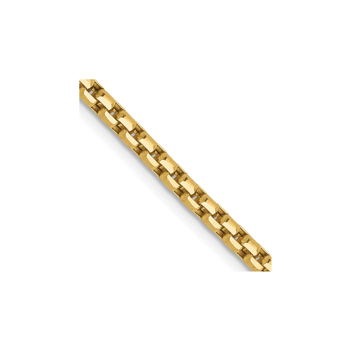 14K Yellow Gold 2.4 mm Box Chain Necklace, Polished detail view