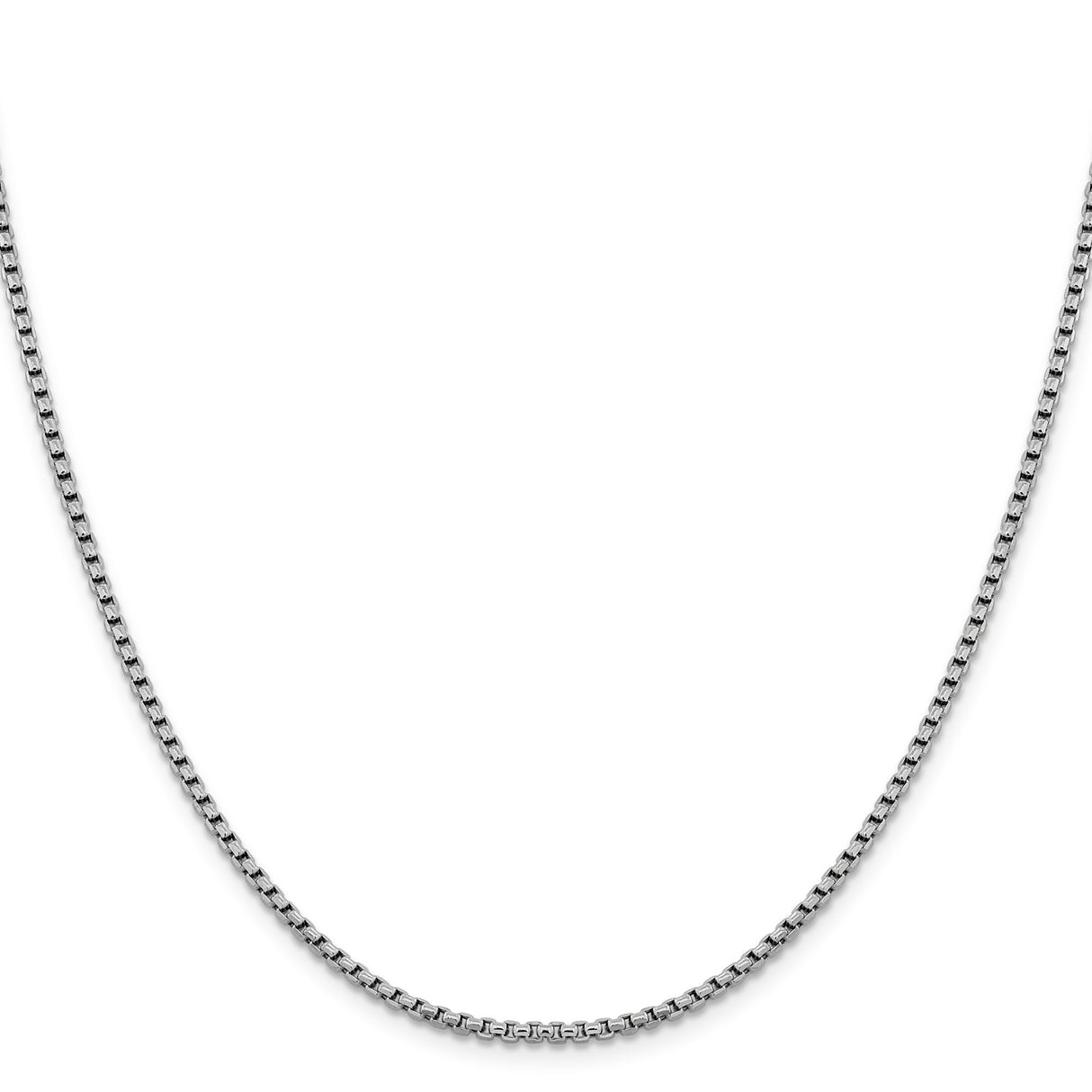 14K White Gold 2.4 mm Box Chain Necklace, Polished