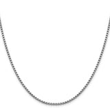 14K White Gold 2.4 mm Box Chain Necklace, Polished