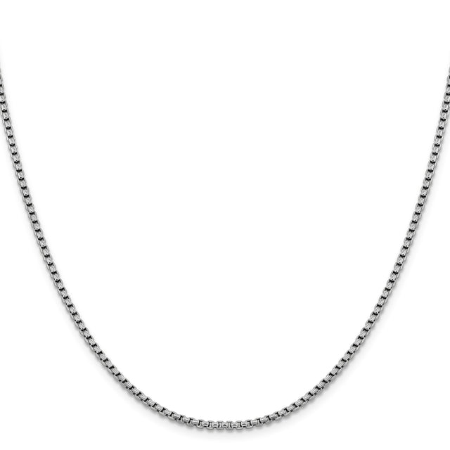 14K White Gold 2.4 mm Box Chain Necklace, Polished