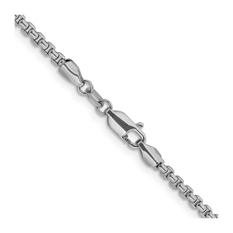 14K White Gold 2.4 mm Box Chain Necklace, Polished alternate angle