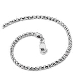 14K White Gold 2.4 mm Box Chain Necklace, Polished detail view