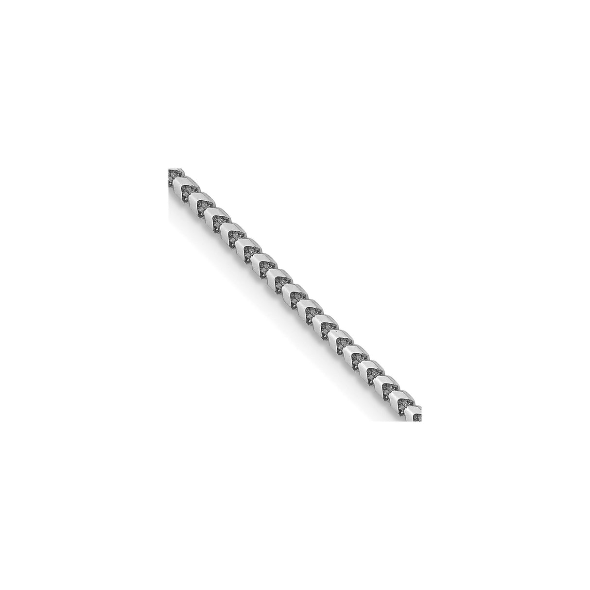 14K White Gold 1.25 mm Franco Chain Necklace, Polished detail view
