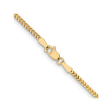 14K Yellow Gold 1.5 mm Franco Chain Necklace, Polished alternate angle