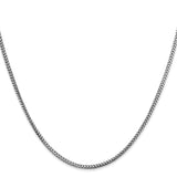 14K White Gold 1.5 mm Franco Chain Necklace, Polished