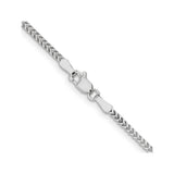 14K White Gold 1.5 mm Franco Chain Necklace, Polished alternate angle