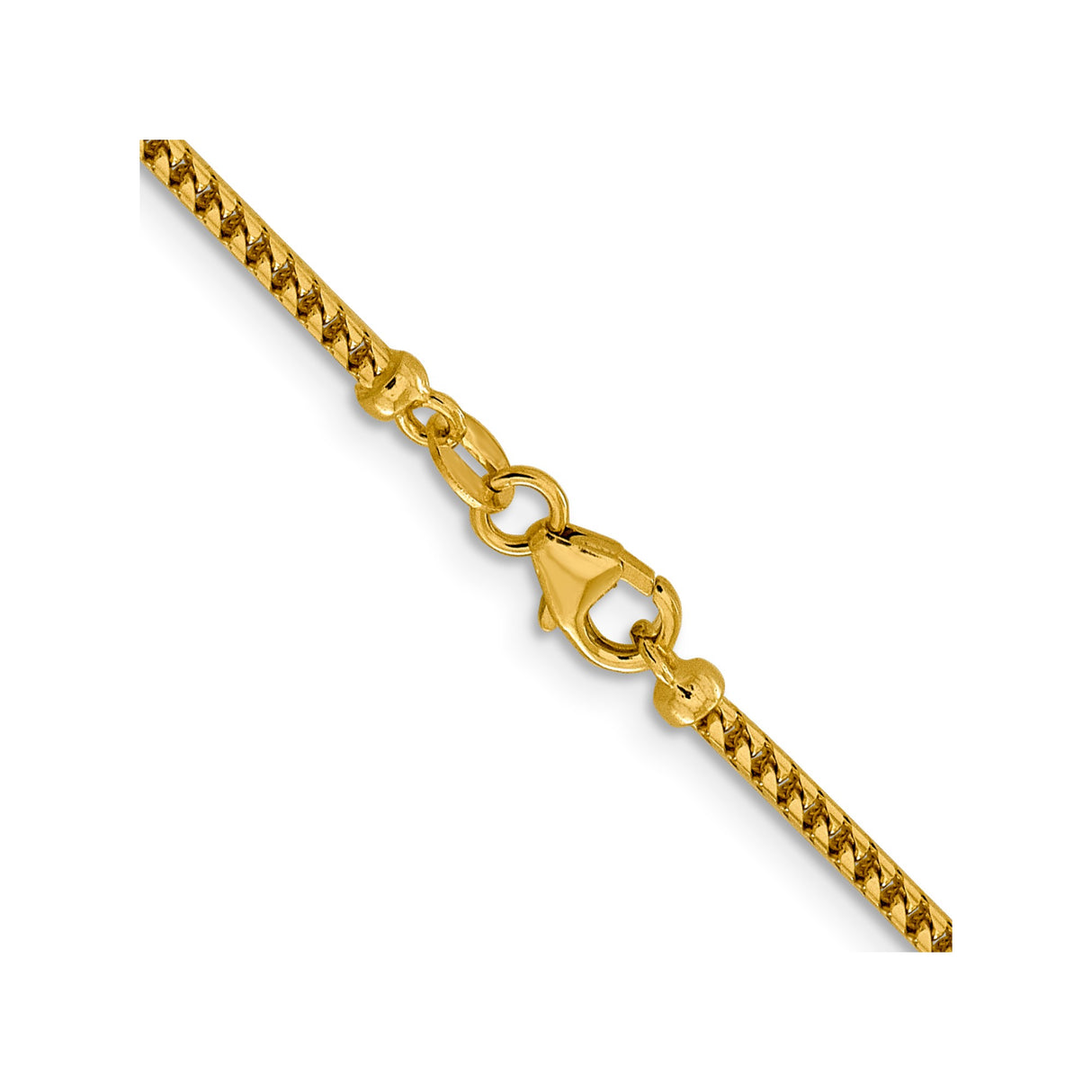 14K Yellow Gold 2 mm Franco Chain Necklace, Polished alternate angle