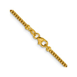 14K Yellow Gold 2 mm Franco Chain Necklace, Polished alternate angle