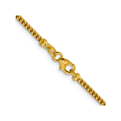 14K Yellow Gold 2 mm Franco Chain Necklace, Polished alternate angle