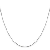 14K White Gold 0.8 mm Polished Chain Necklace, Solid