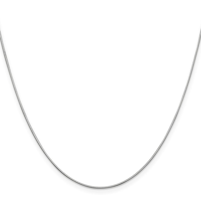 14K White Gold 0.8 mm Polished Chain Necklace, Solid