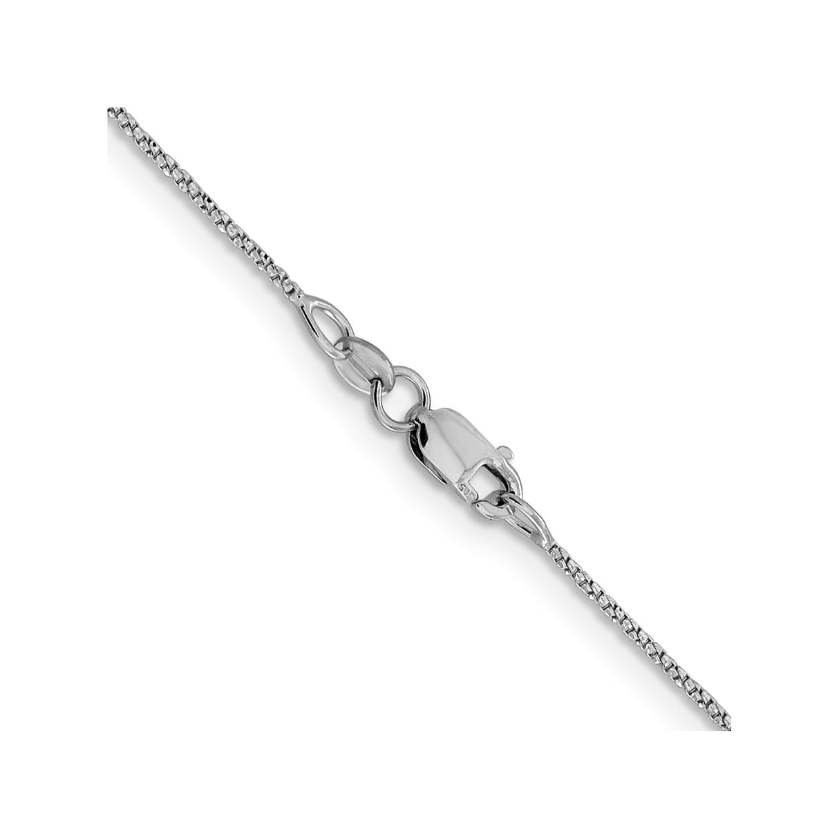 14K White Gold 0.9 mm Box Chain Necklace, Polished alternate angle