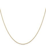 14K Yellow Gold 1 mm Polished Chain Necklace, Solid