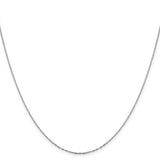 14K White Gold 1 mm Polished Chain Necklace, Solid