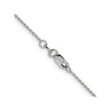 14K White Gold 1.15 mm Polished Chain Necklace, Solid alternate angle