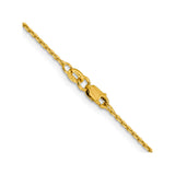 14K Yellow Gold 1.25 mm Polished Chain Necklace, Solid alternate angle