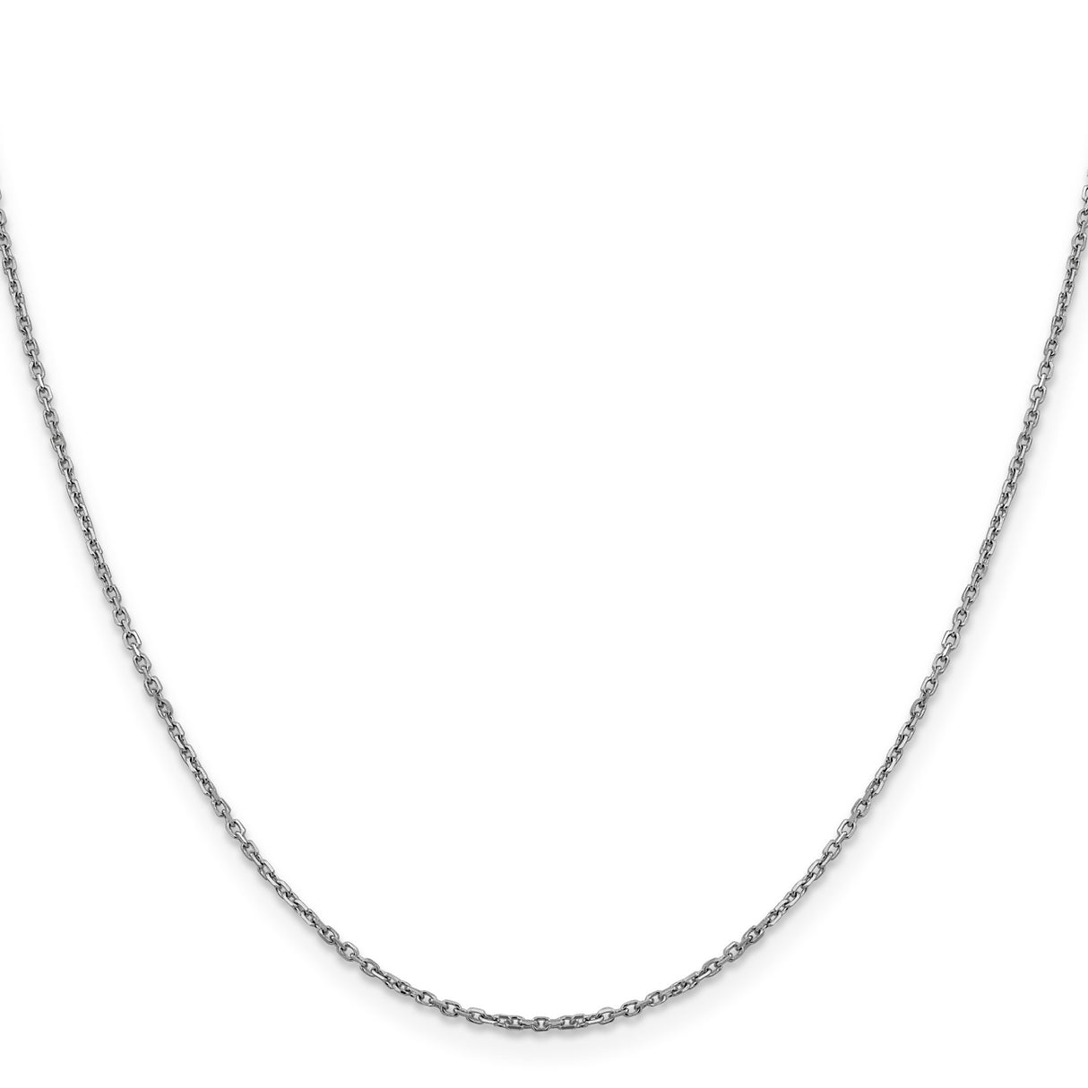 14K White Gold 1.25 mm Polished Chain Necklace, Solid