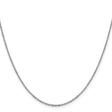 14K White Gold 1.25 mm Polished Chain Necklace, Solid