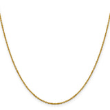 14K Yellow Gold 1.25 mm Polished Chain Necklace, Solid