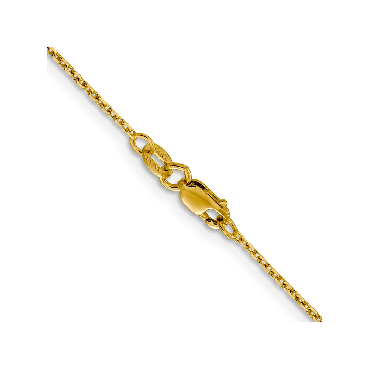 14K Yellow Gold 1.25 mm Polished Chain Necklace, Solid alternate angle