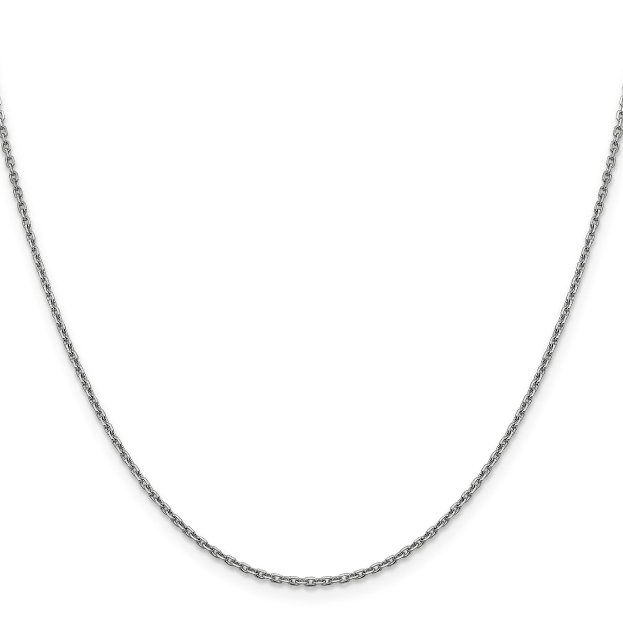 14K White Gold 1.5 mm Polished Chain Necklace, Solid