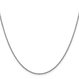 14K White Gold 1.5 mm Polished Chain Necklace, Solid