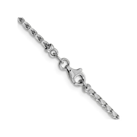 14K White Gold 2.1 mm Franco Chain Necklace, Polished alternate angle