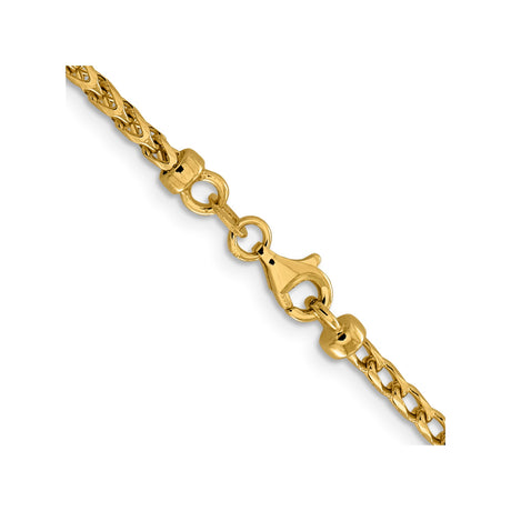 14K Yellow Gold 2.45 mm Franco Chain Necklace, Polished alternate angle