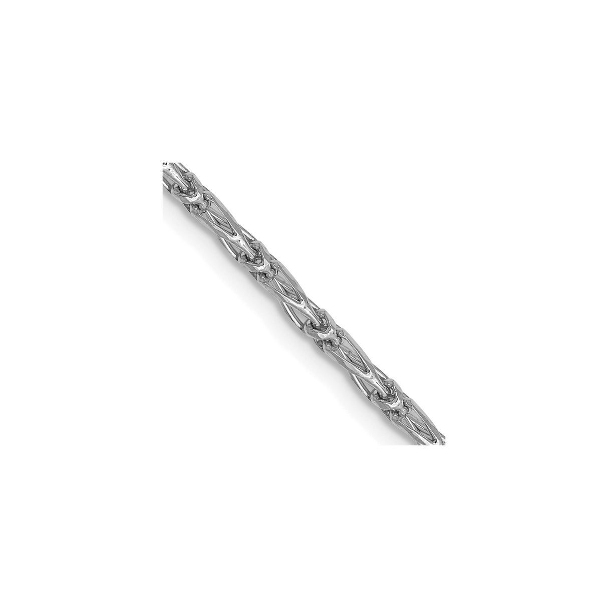 14K White Gold 1.6 mm Franco Chain Necklace, Polished detail view