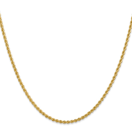 14K Yellow Gold 2.25 mm Rope Chain Necklace, Polished