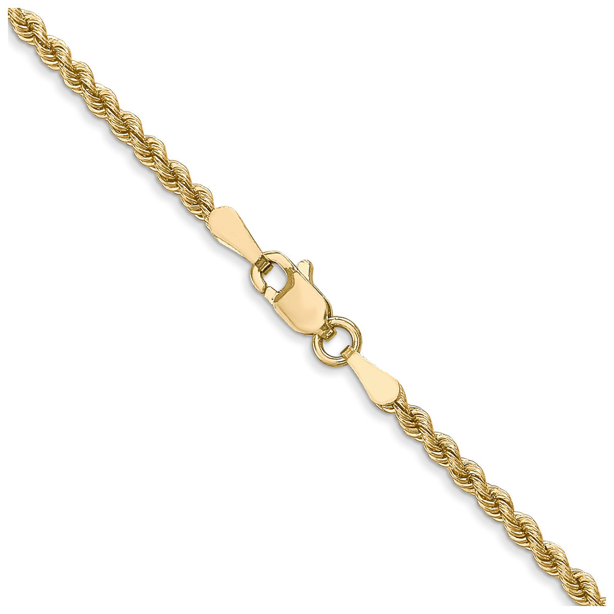14K Yellow Gold 2.25 mm Rope Chain Necklace, Polished alternate angle