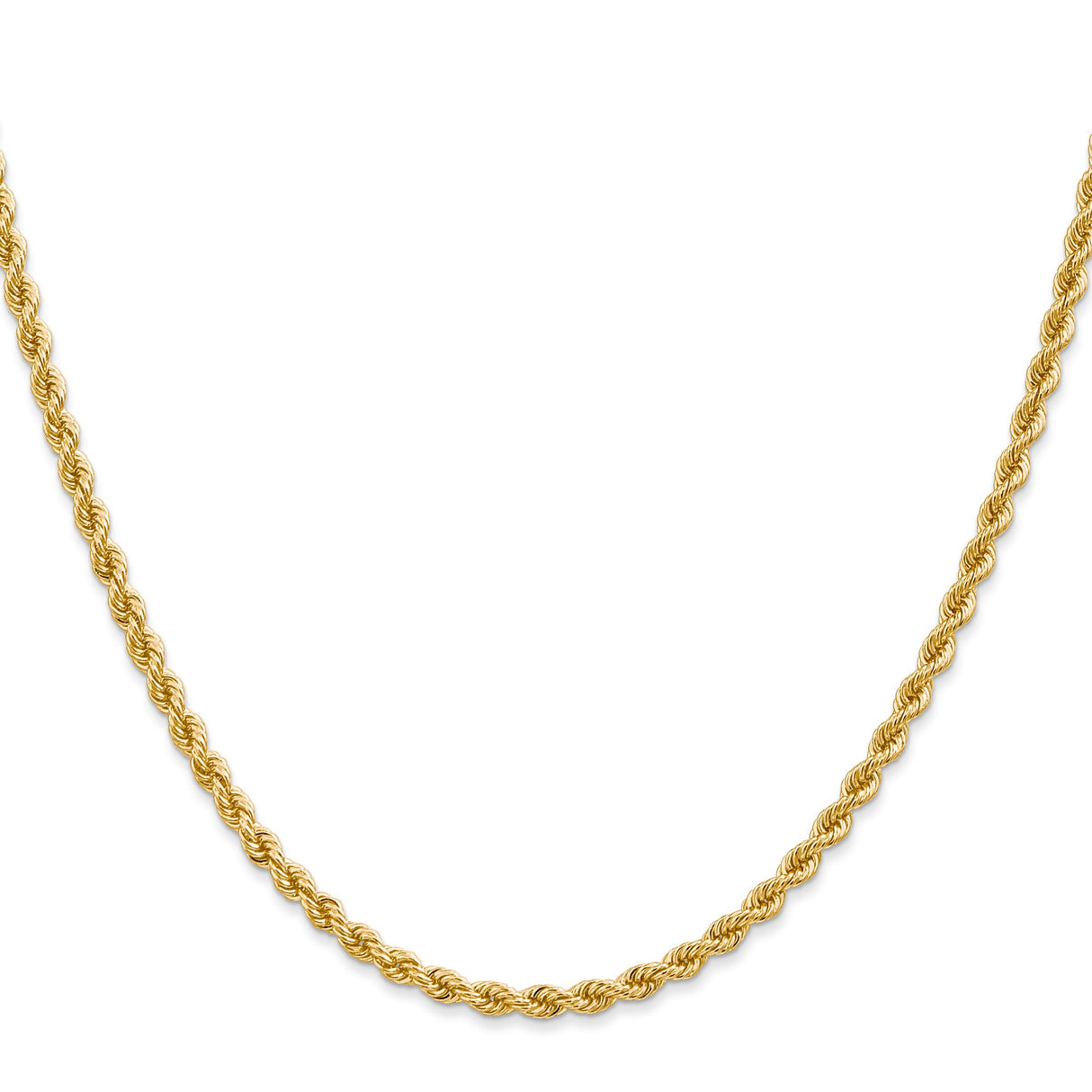 14K Yellow Gold 2.75 mm Rope Chain Necklace, Polished