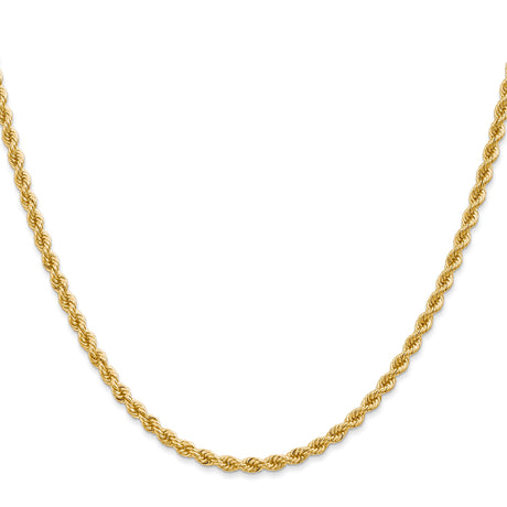 14K Yellow Gold 2.75 mm Rope Chain Necklace, Polished