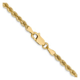 14K Yellow Gold 2.75 mm Rope Chain Necklace, Polished alternate angle