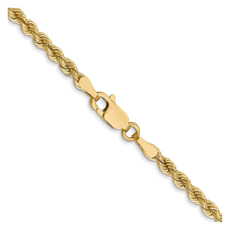 14K Yellow Gold 2.75 mm Rope Chain Necklace, Polished alternate angle