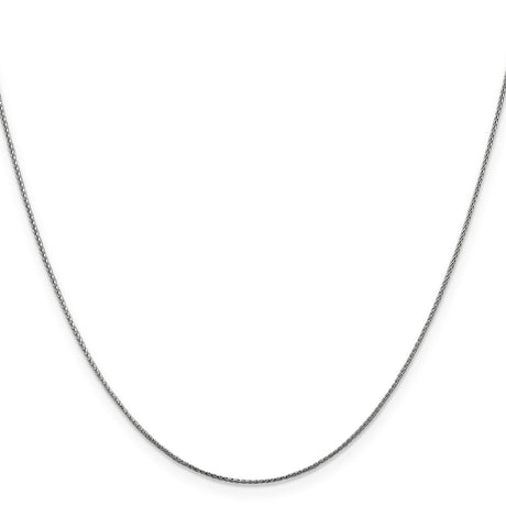 14K White Gold 0.65 mm Polished Chain Necklace, Solid