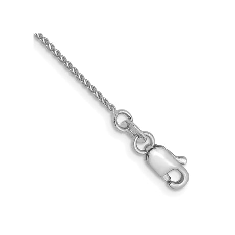 14K White Gold 1 mm Polished Chain Anklet, Solid