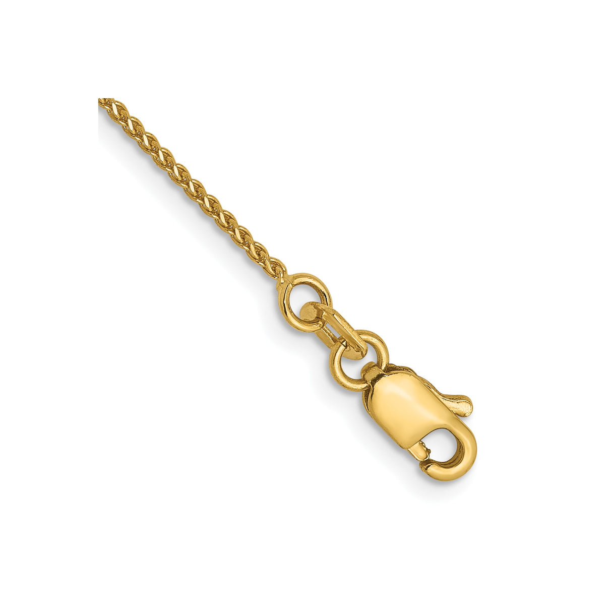 14K Yellow Gold 1 mm Polished Chain Anklet, Solid
