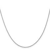 14K White Gold 0.9 mm Polished Chain Necklace, Solid
